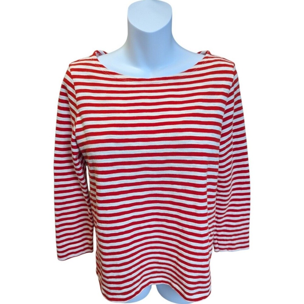 Lilla P Boatneck Cotton 3/4 Tee Striped Tee Women's Size S